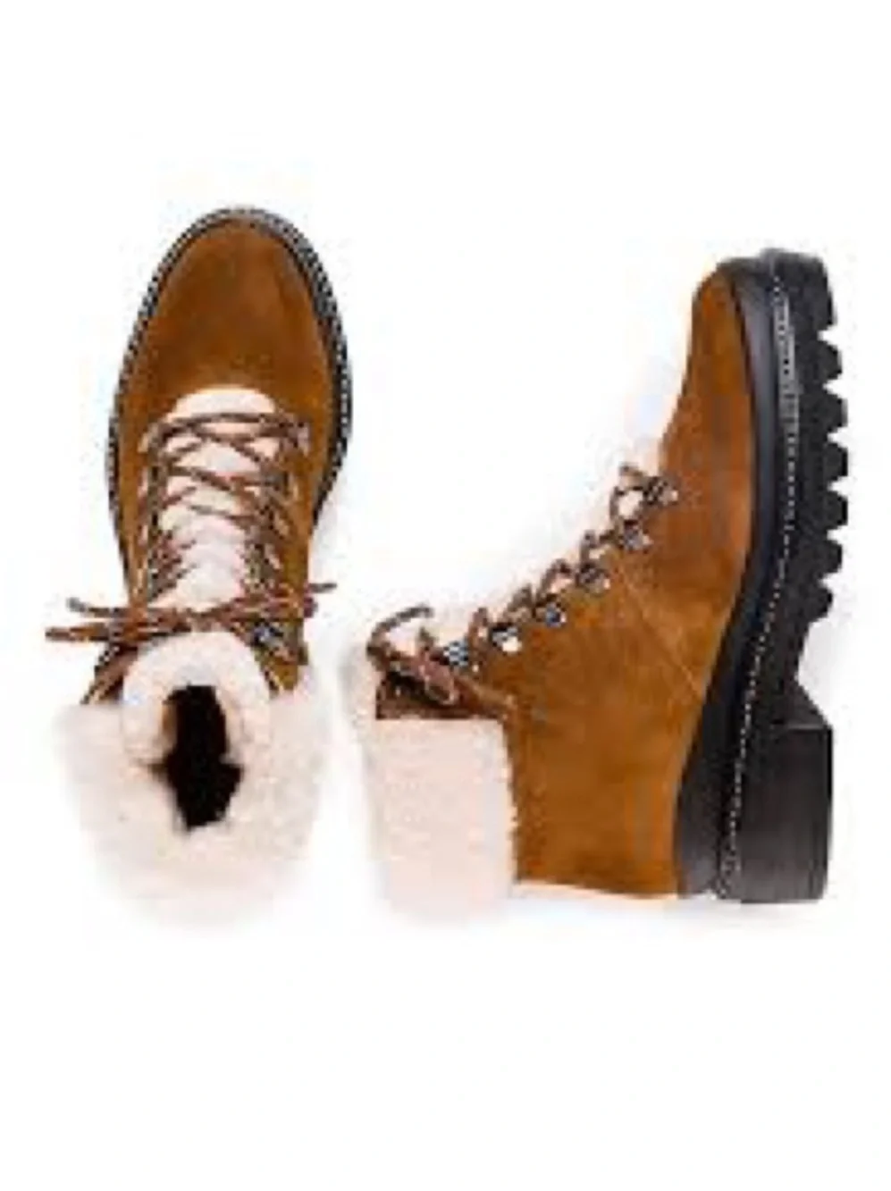 Bernardo Anthropologie Sz 7  Dasher Suede Brazil Hiking Boots Shearling Trim NWT